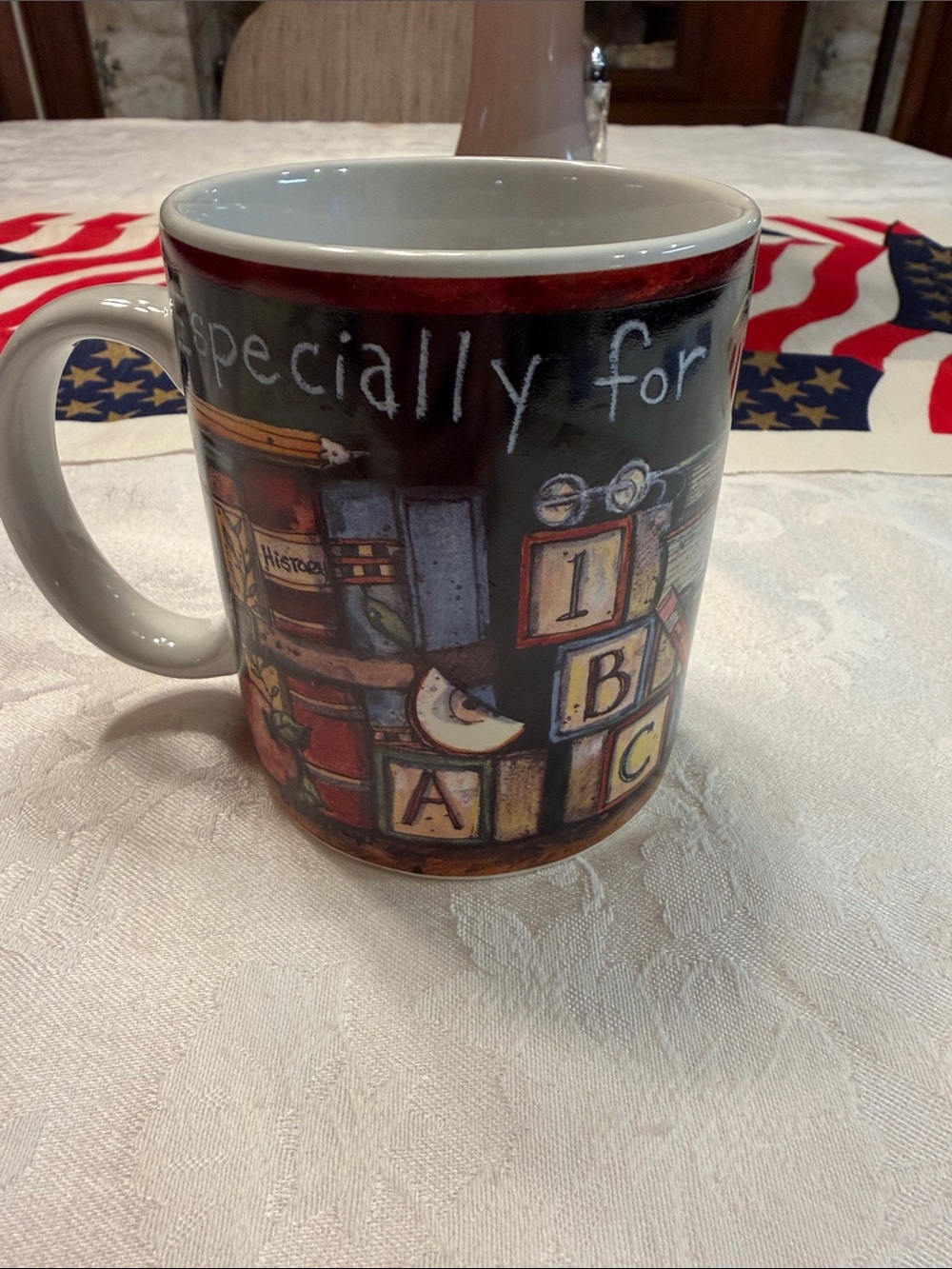 "My Teacher" Decorative Ceramic Coffee Mug - Multicolor Apple Design - Picture 3 of 8